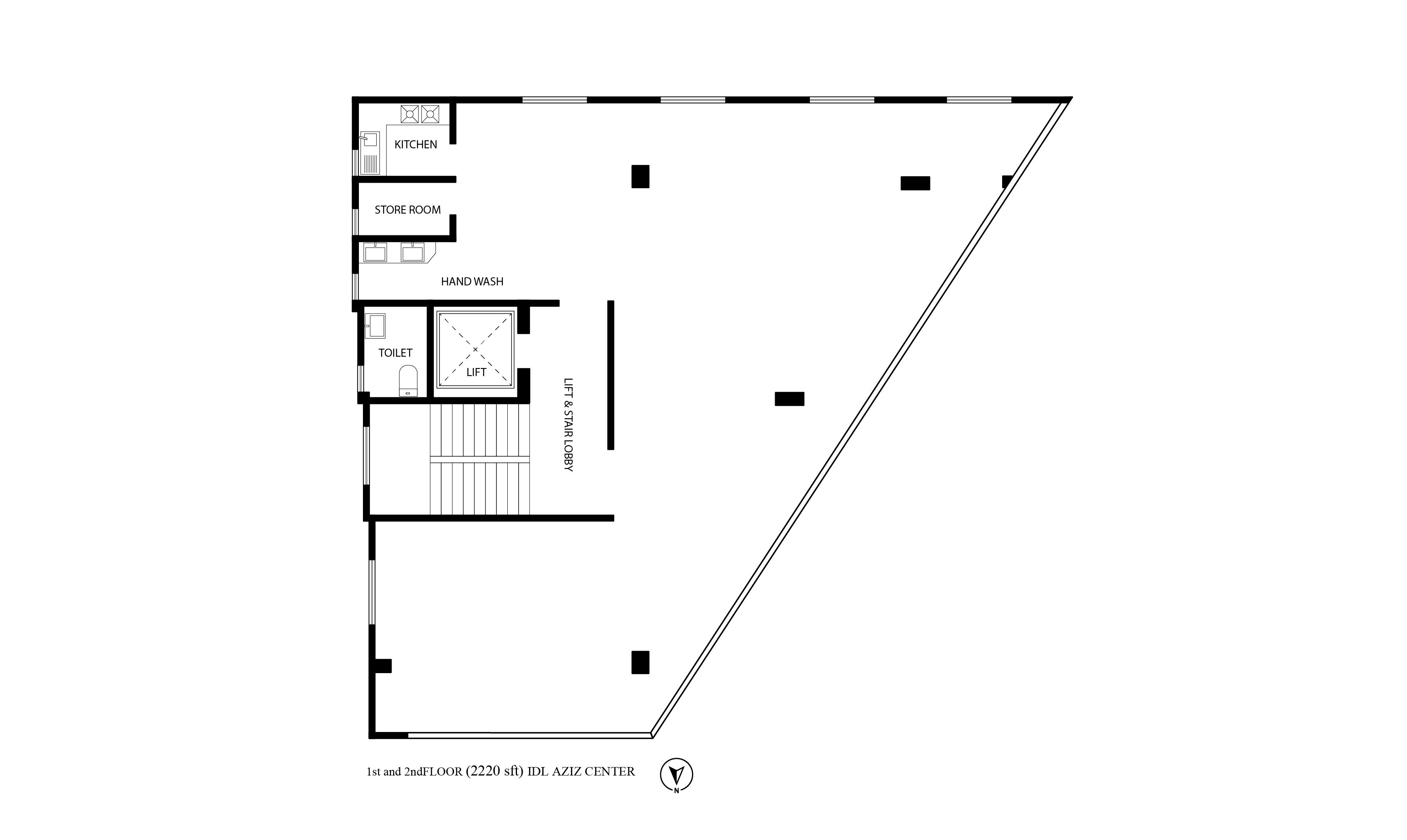 Blueprint of IDL Aziz Center - 1st Floor Commercial Plan