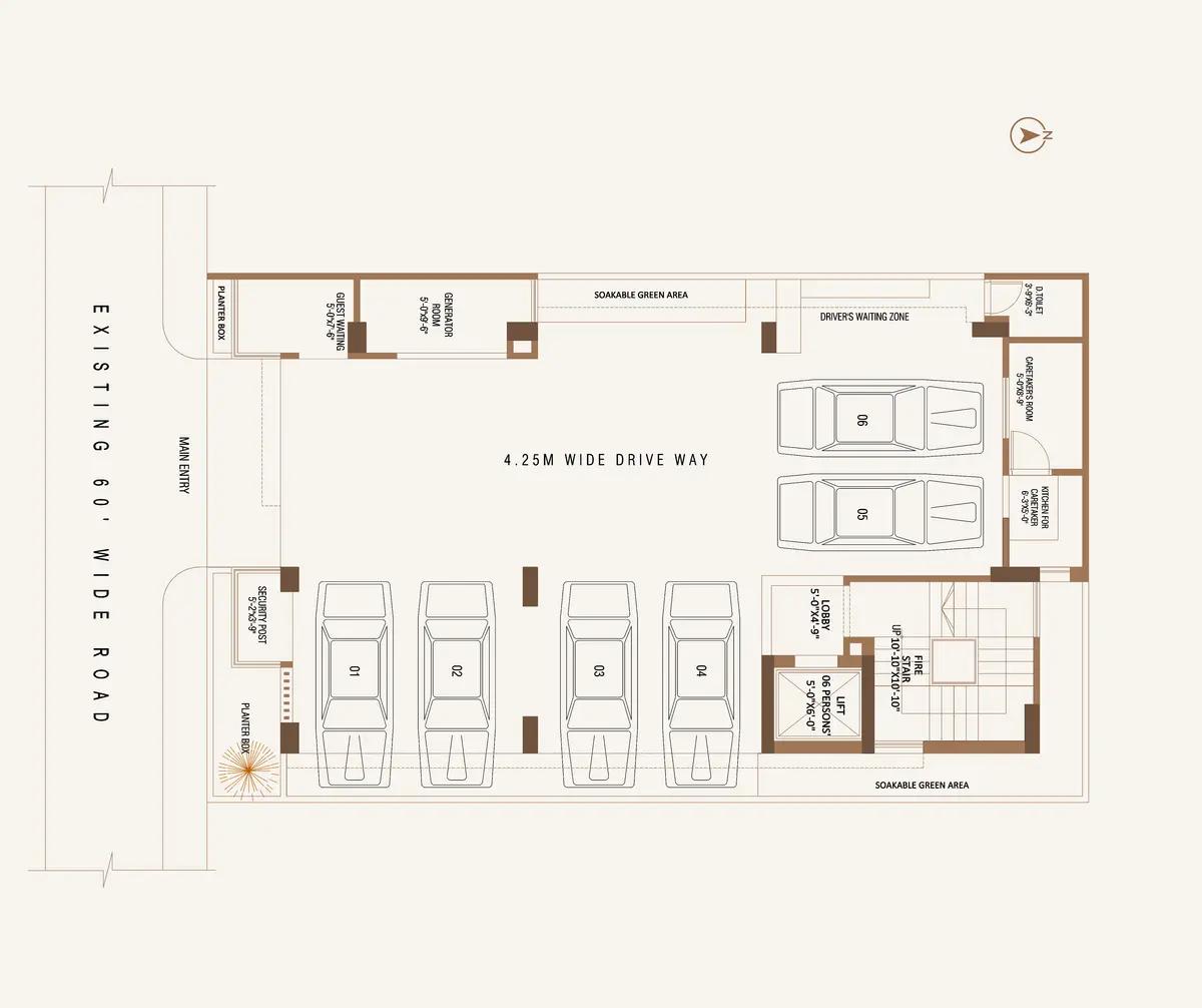 Blueprint of IDL Jahangir Lodge - Ground Floor
